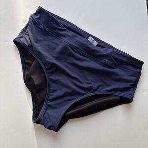 Lands' End Women's High Waisted Bikini Bottoms - 10 - Deep Sea Navy